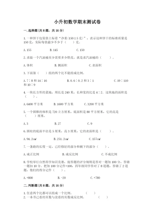 小升初数学期末测试卷及完整答案【网校专用】.docx