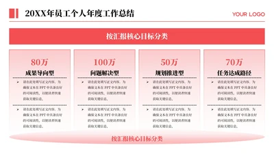 红色简约风4项列表PPT单页