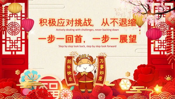 2021中国风牛年新年电子贺卡新年元旦电子贺卡PPT