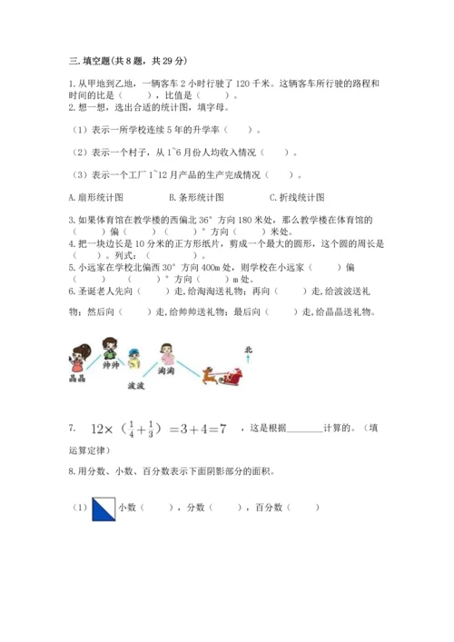 小学六年级上册数学期末测试卷及答案（易错题）.docx