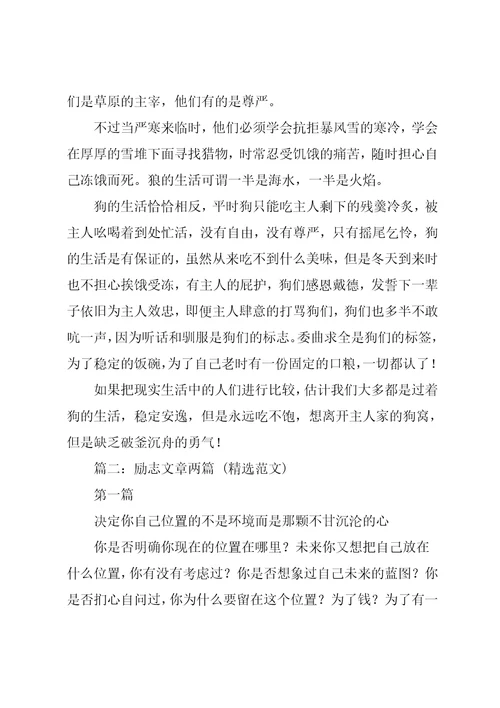 创业的励志成功文章两篇共10页