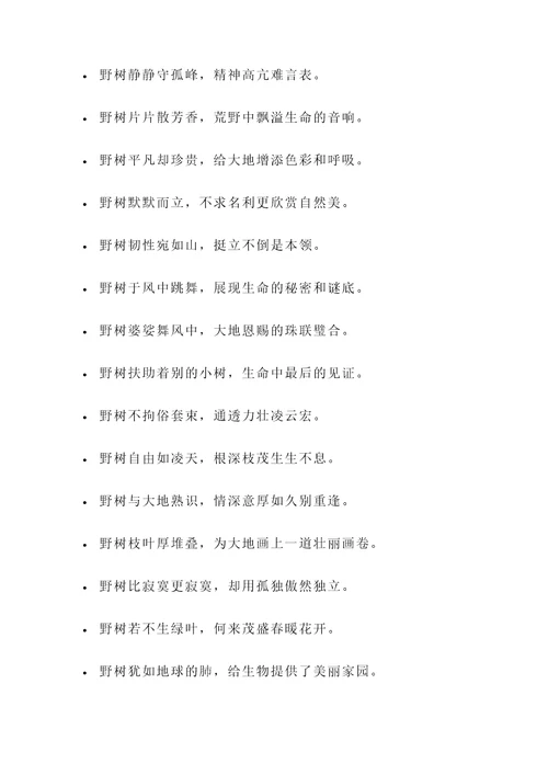 赞美野树的诗句或名言警句