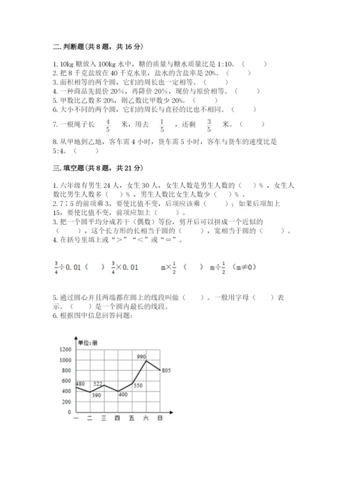2022人教版六年级上册数学期末卷附答案（满分必刷）.docx