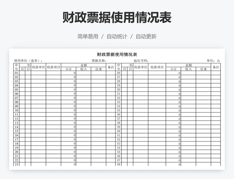 财政票据使用情况表