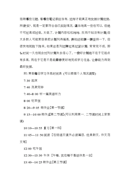 寒假的学习计划 (2)