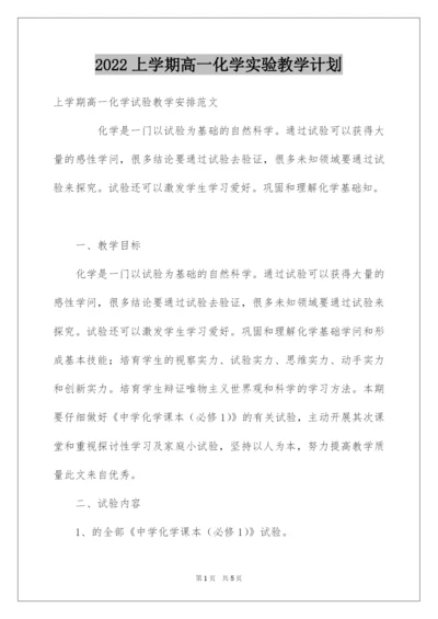 2022上学期高一化学实验教学计划.docx