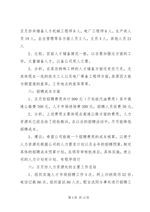 人力资源办公室五月份工作总结.docx