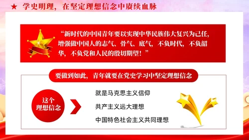 以党的百年奋斗史砥砺青年奋进之志党课课件PPT党建