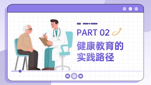 紫色插画风全面健康教育公共卫生PPT模板