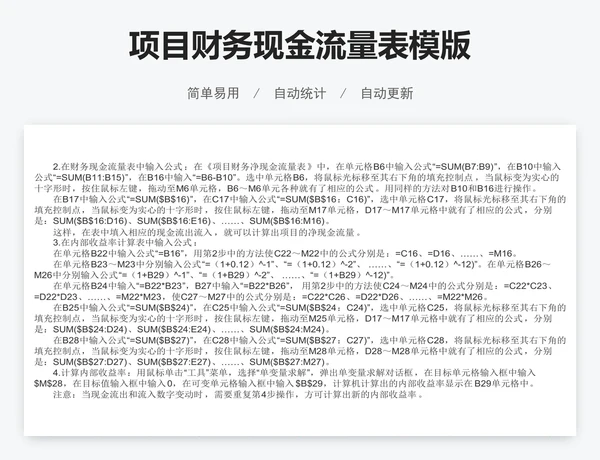 项目财务现金流量表模版