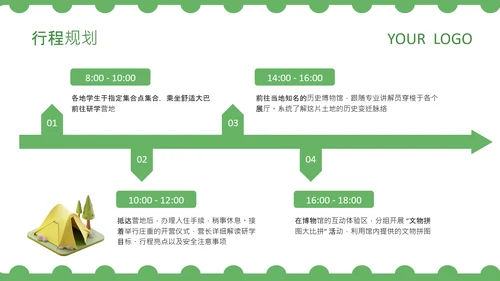 绿色卡通风研学产品介绍PPT