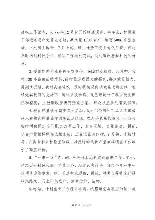 村XX年上半年工作总结和下半年工作计划 (2).docx