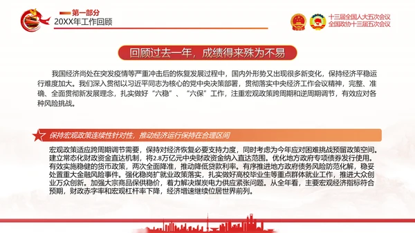 两会政府工作报告通用PPT党课模板