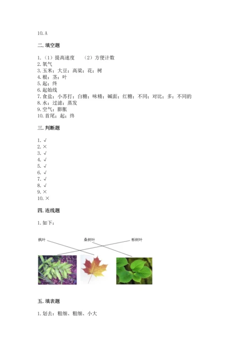 教科版科学一年级上册期末测试卷附下载答案.docx