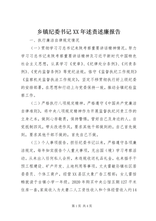 乡镇纪委书记某年述责述廉报告.docx