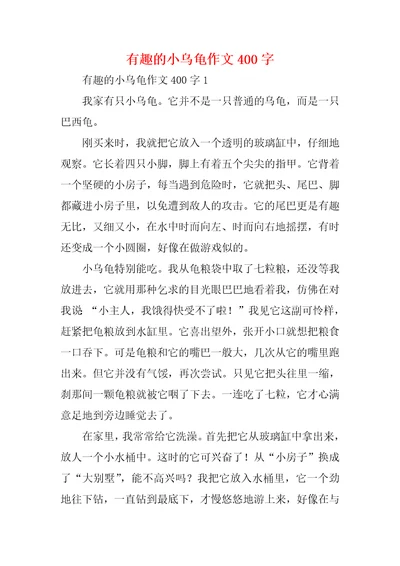 有趣的小乌龟作文400字