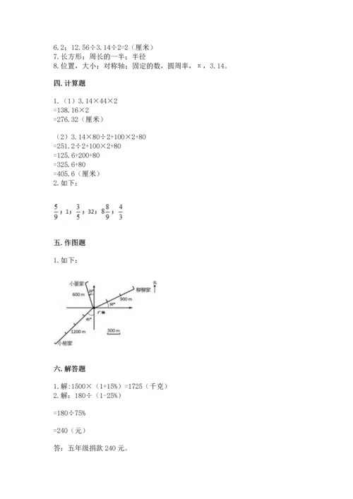 小学六年级上册数学期末测试卷带答案（轻巧夺冠）.docx