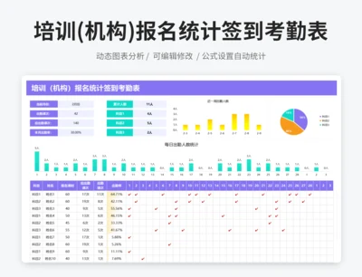 培训（机构）报名统计签到考勤表