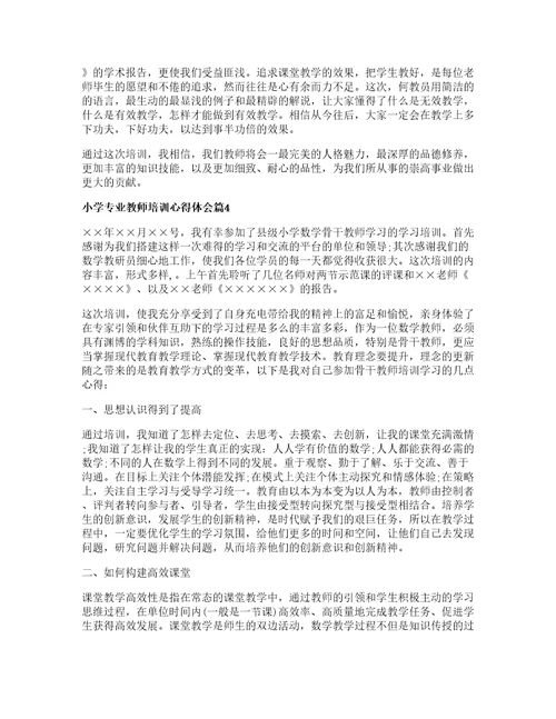 小学专业教师培训心得体会篇