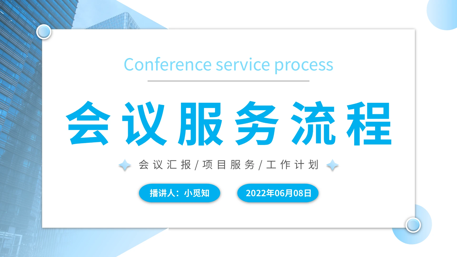 2022蓝色商务简约卡片渐变公司企业单位培训会议流程学习模板