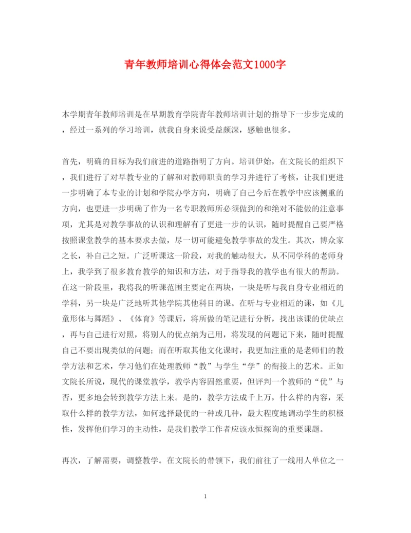 精编青年教师培训心得体会范文1000字.docx