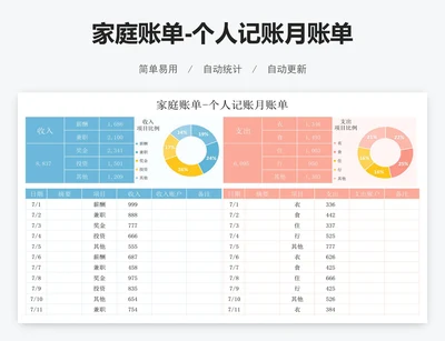 家庭账单-个人记账月账单