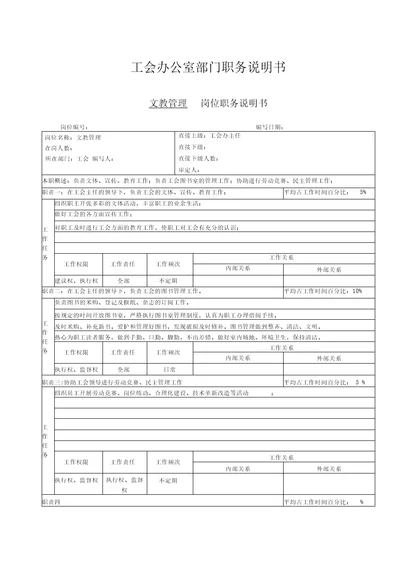 最新文教管理职务说明书精品