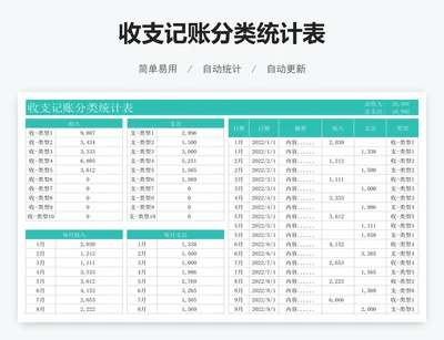 收支记账分类统计表