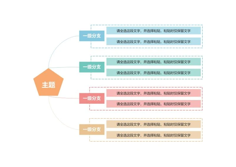 思维导图-彩色简约多边形思维导图word模板