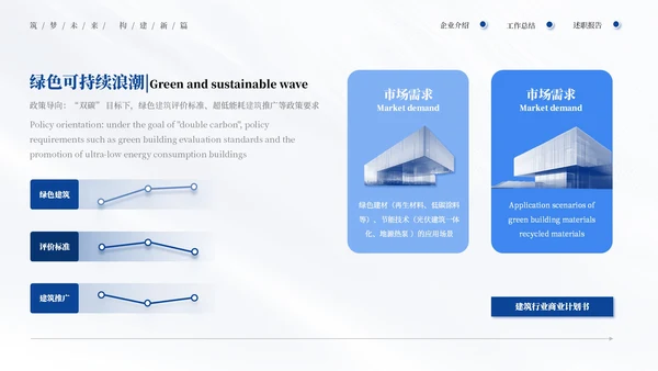 蓝色商务建筑行业商业计划书通用PPT模板