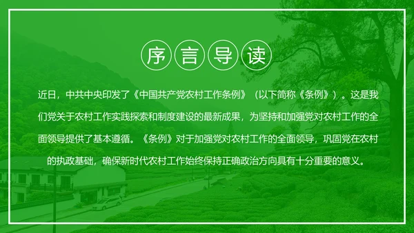 学习解读中国共产党农村工作条例PPT模板