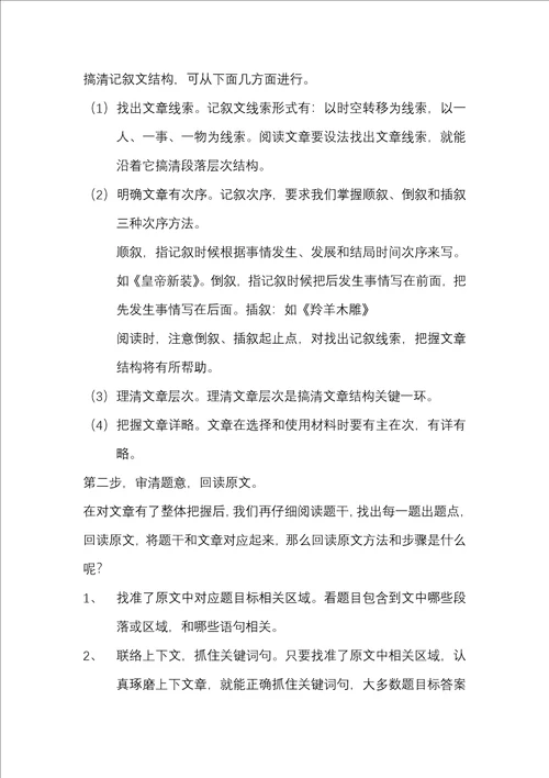初中语文阅读理解方法与技巧样稿