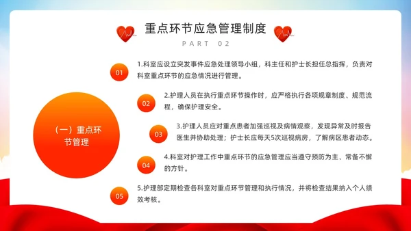 红色简约风护理重点环节应急管理PPT模板