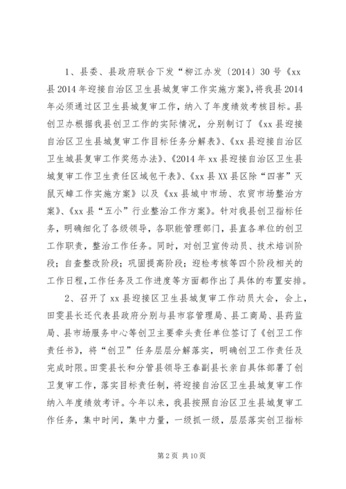 县迎接区卫生县城复审工作情况汇报.docx