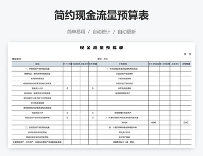 简约现金流量预算表