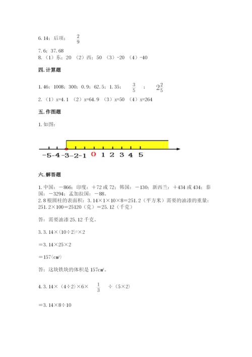 小学六年级下册数学期末卷及解析答案.docx