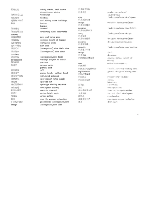 采矿专业英语词汇