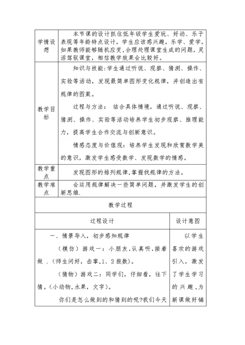 集体备课《找规律》教案