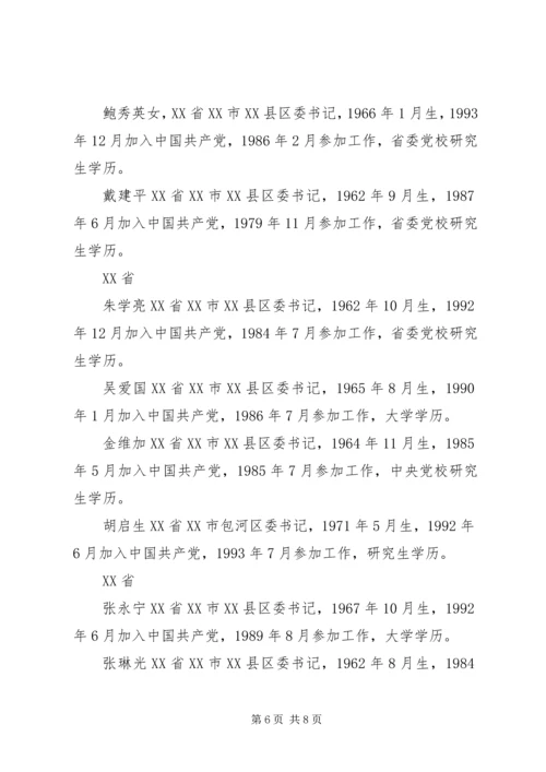 全国优秀县委书记拟表彰人选公示公告.docx