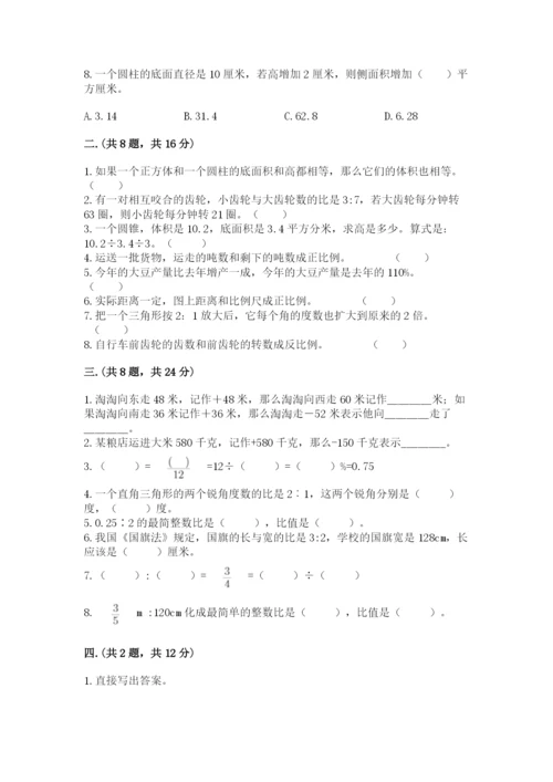 小学数学六年级下册竞赛试题附参考答案ab卷.docx