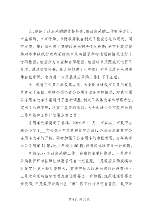 市政府采购工作总结和工作计划要点.docx