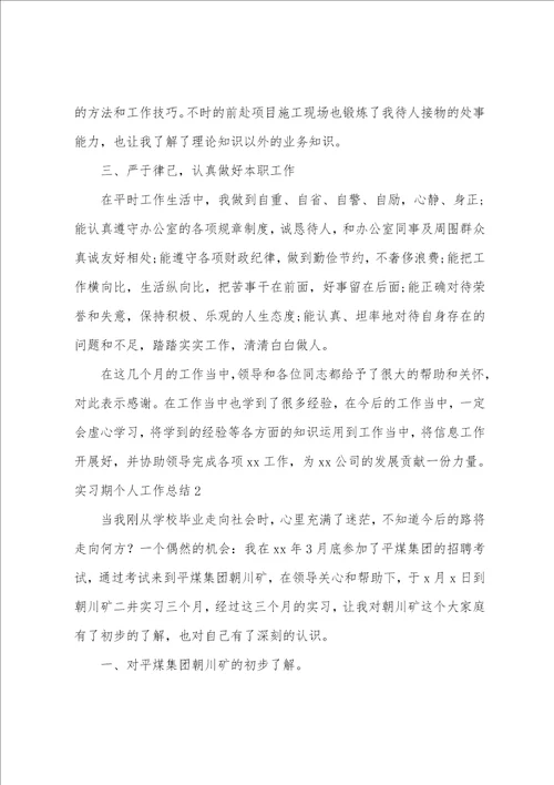 实习期个人工作总结12篇