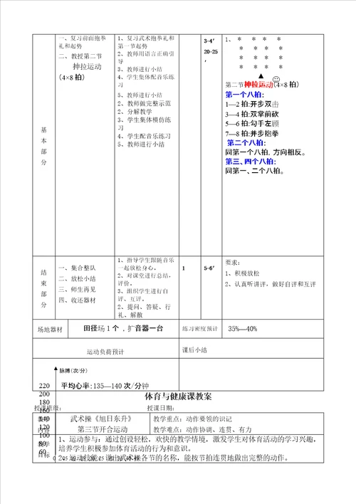 体育与健康课教案武术操旭日东升教案