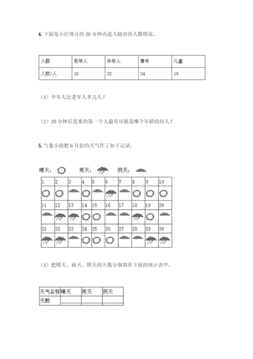 人教版二年级下册数学第一单元-数据收集整理-测试卷及答案(基础+提升).docx