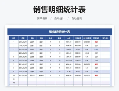 销售明细统计表