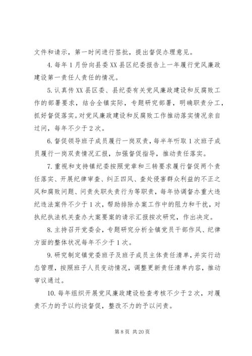 履行党风廉政建设主体责任清单(乡镇党委班子和班子成员).docx