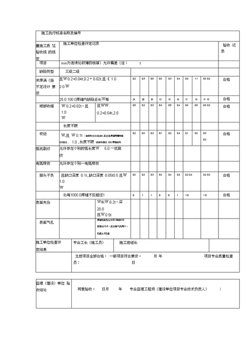 焊缝外观质量检查记录表