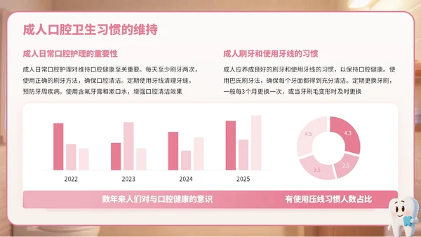 粉棕色卡通风爱牙日宣传PPT