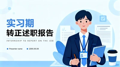 封面页-蓝色简约扁平商务风工作实习报告PPT单页