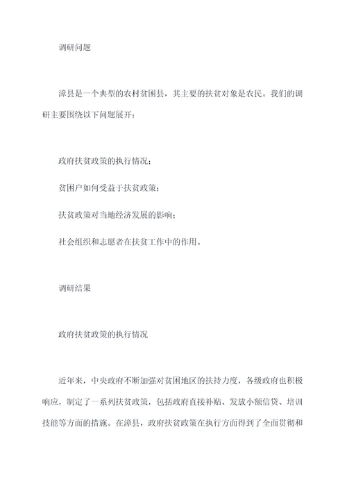 漳县扶贫调研报告